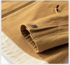 Contrast Lapel Workwear Jacket – British Style Loose Fit Coat