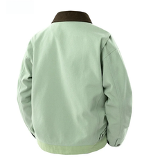 Spring And Autumn Contrast Color Lapels Workwear Jacket in Light Green