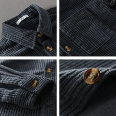 Corduroy Long Sleeve Shirt | Retro Casual Loose Fit Button-Up