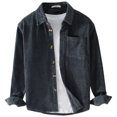 Corduroy Long Sleeve Shirt | Retro Casual Loose Fit Button-Up