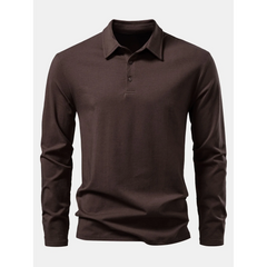 Solid Long Sleeve Cotton Polo Shirt | Classic Smart Casual Polo