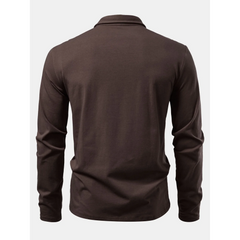Solid Long Sleeve Cotton Polo Shirt | Classic Smart Casual Polo