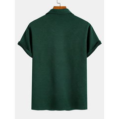 Stripe Jacquard Zip-Up Polo Shirt | Smart Casual Short Sleeve Polo