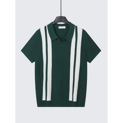 Striped Knit Polo Shirt | Slim Fit Short Sleeve Polo