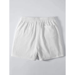 Geometric Jacquard Button Up Shirt & Crinkle Textured 5" Shorts Set - 2 Piece Summer Outfit
