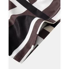 Geometry Colorblock Print Button Up Shirt & Swim Shorts - 2 Piece Summer Outfit