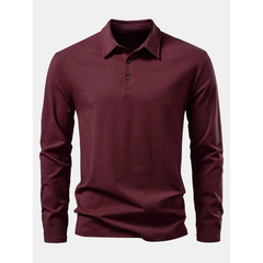 Solid Long Sleeve Cotton Polo Shirt | Classic Smart Casual Polo