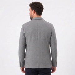 MannerCo gray woolen blazer back view loose fit sport coat for spring autumn