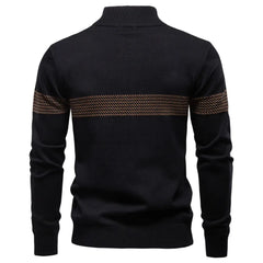 MannerCo black slim fit half-zip sweater back view with stripe detail
