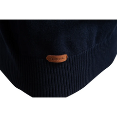 Half-Collar Zip-Up Sweater – Slim Fit Cotton Pullover Top