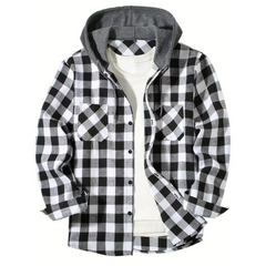 Plaid Hooded Sweatshirt – Casual Zip-Up Hoodie Jacket