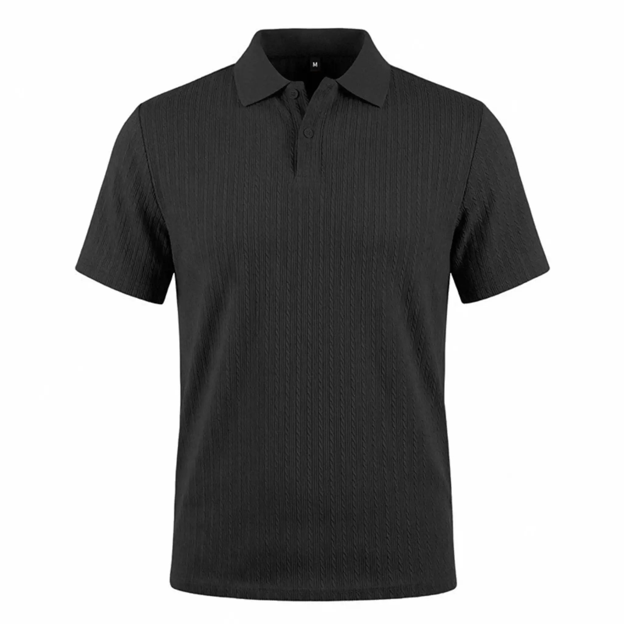 MannerCo wine red jacquard knit polo shirt with classic collar and button placket, back view display