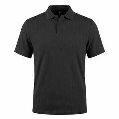 MannerCo wine red jacquard knit polo shirt with classic collar and button placket, back view display