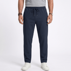 Jacquard Ribbed Straight Leg Drawstring Trousers | Loose Fit Sport Pants