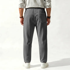 Jacquard Ribbed Straight Leg Drawstring Trousers | Loose Fit Sport Pants