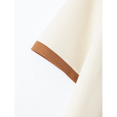 Color Block Waffle Polo & Straight Leg Pants – 2 Piece Smart Casual Outfit