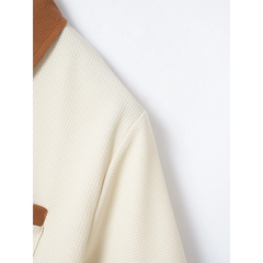 Color Block Waffle Polo & Straight Leg Pants – 2 Piece Smart Casual Outfit