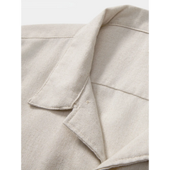 Linen Cuban Collar Shirt & Slim Fit Tapered Trousers Set - 2 Piece Smart Casual Outfit