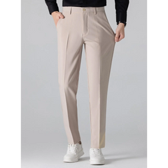 Linen Look Stand Collar Shirt & Slim Fit Tapered Trousers - 2 Piece Summer Outfit