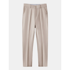 Linen Look Stand Collar Shirt & Slim Fit Tapered Trousers - 2 Piece Summer Outfit