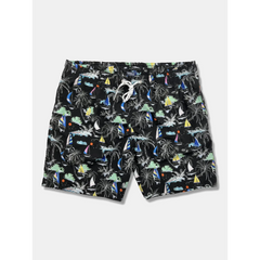 Linen Rayon Button Up Shirt & Palm Tree Print Swim Shorts - 2 Piece Summer Outfit