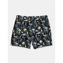 Linen Rayon Button Up Shirt & Palm Tree Print Swim Shorts - 2 Piece Summer Outfit