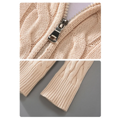 Quarter-zip pull and ribbed cuff, close-up