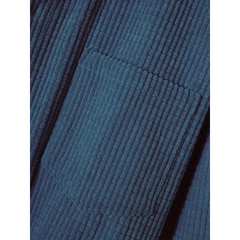 Close-up of blue corduroy fabric texture