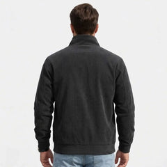 Men's black corduroy jacket, back view