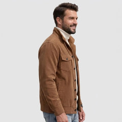 Men's dark brown corduroy jacket, side view