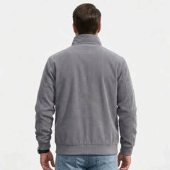 Men's gray corduroy jacket, back view
