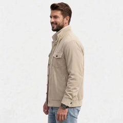 Men's khaki corduroy jacket, side view