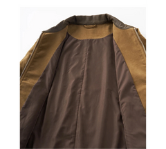 Faux suede zip jacket lining, close-up