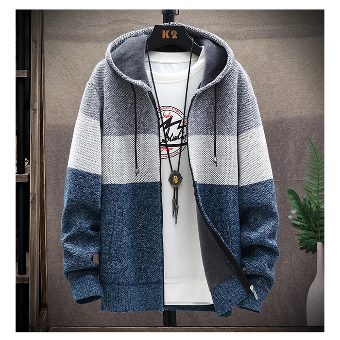 Chunky three-tone knit