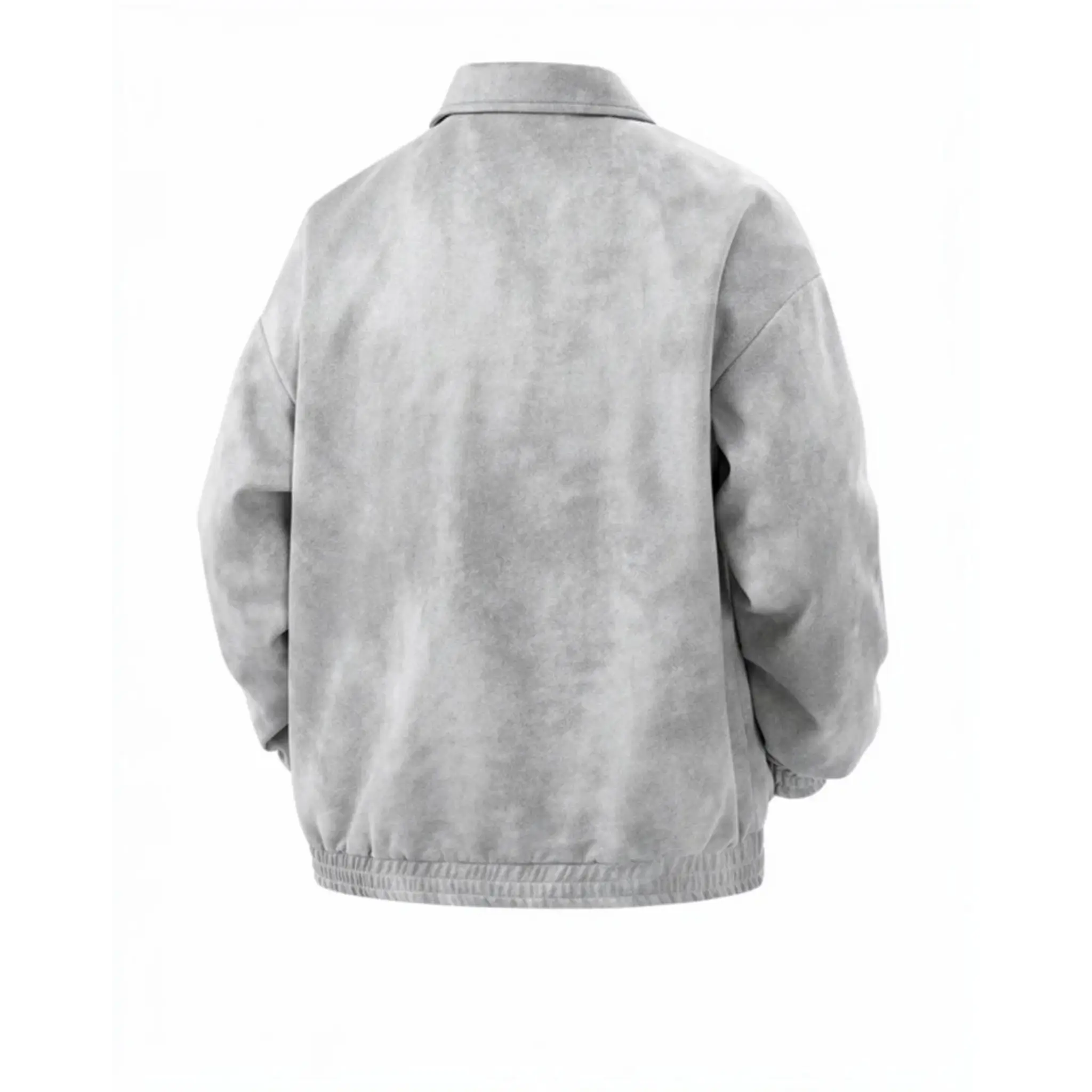 Gray suede-look PU zip jacket, product back view