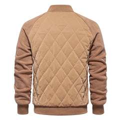 Camel quilted bomber jacket, product back view