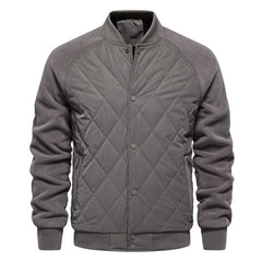 Grey quilted bomber jacket, product front