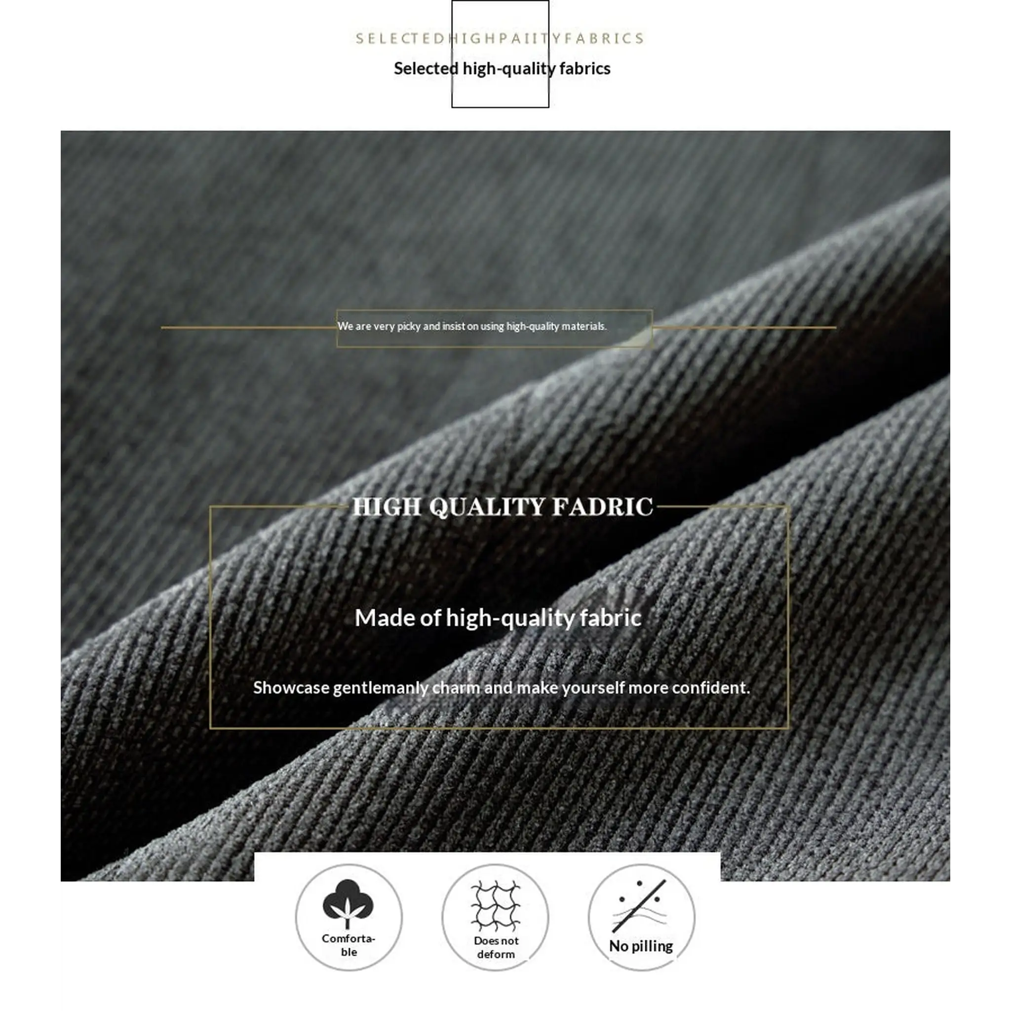 Close-up of gray brushed twill blazer fabric texture
