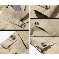 Khaki trench coat collar, pocket and cuff tab details