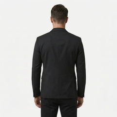 Men's black wool blend blazer, back view