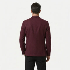 Men's claret wool blend blazer, back view