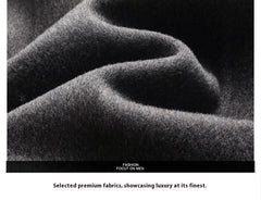 Close-up of premium double-faced wool fabric in gray for MannerCo men's stand collar overcoat