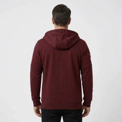 MannerCo men's wine red zip-up fleece hoodie, back view
