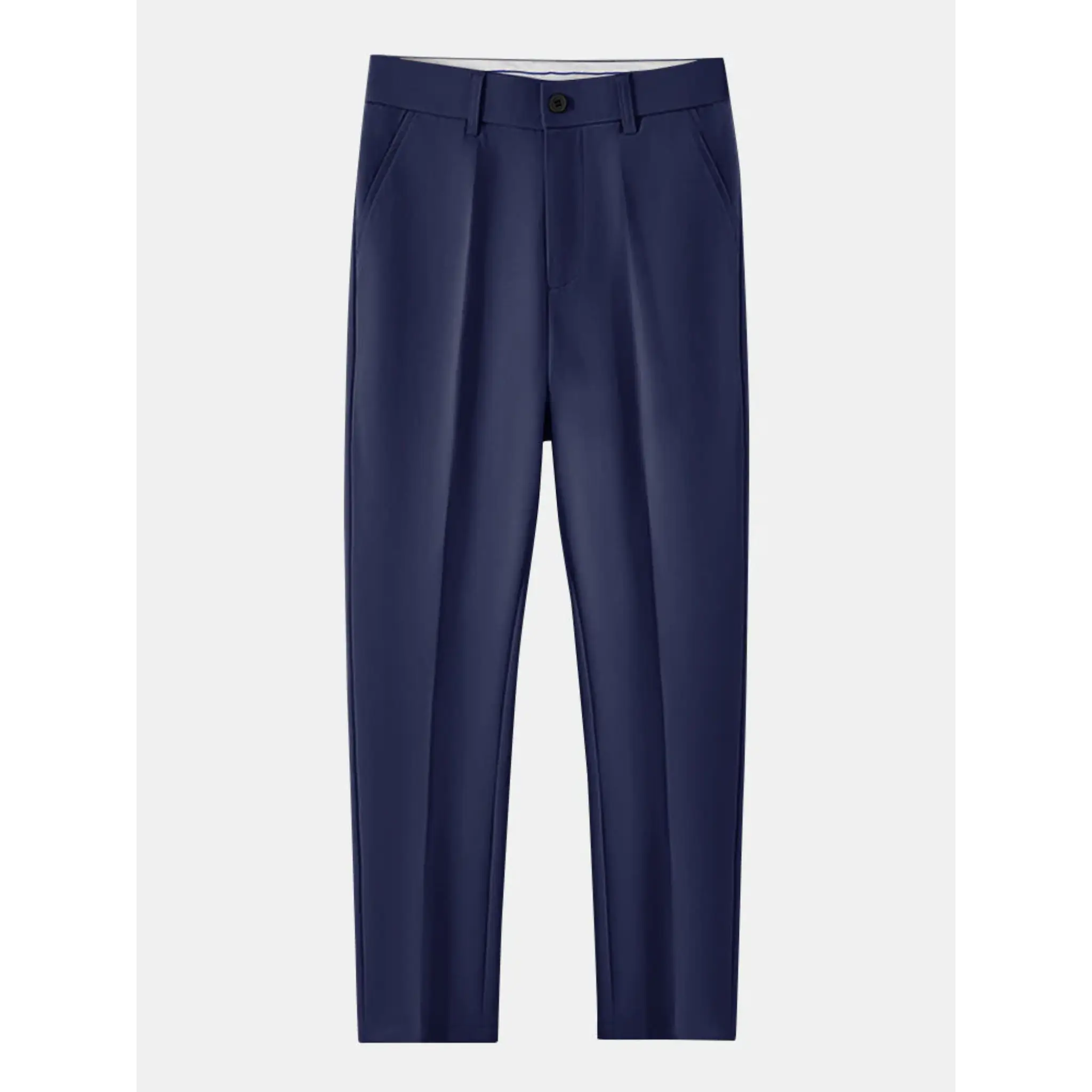 MannerCo navy slim fit tapered trousers from 2-piece linen look matching set