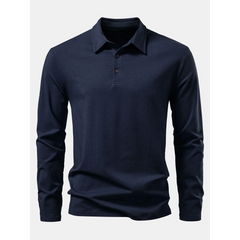 Solid Long Sleeve Cotton Polo Shirt | Classic Smart Casual Polo
