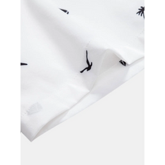Palm Tree Anchor Sailboat Print Button Up Shirt & Swim Shorts - 2 Piece Summer Outfit