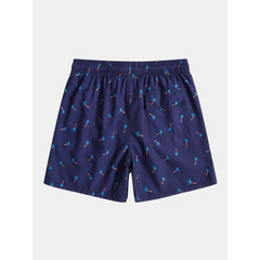 Palm Tree Print Linen Look Cotton Button Up Shirt & Swim Shorts - Summer 2 Piece Outfit