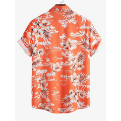 Palm Tree Tropical Print Button Up Shirt & Swim Shorts - 2 Piece Summer Outfit