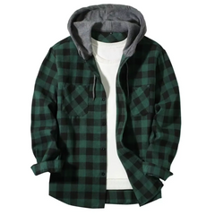 Plaid Hooded Sweatshirt – Casual Zip-Up Hoodie Jacket