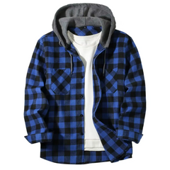 Plaid Hooded Sweatshirt – Casual Zip-Up Hoodie Jacket